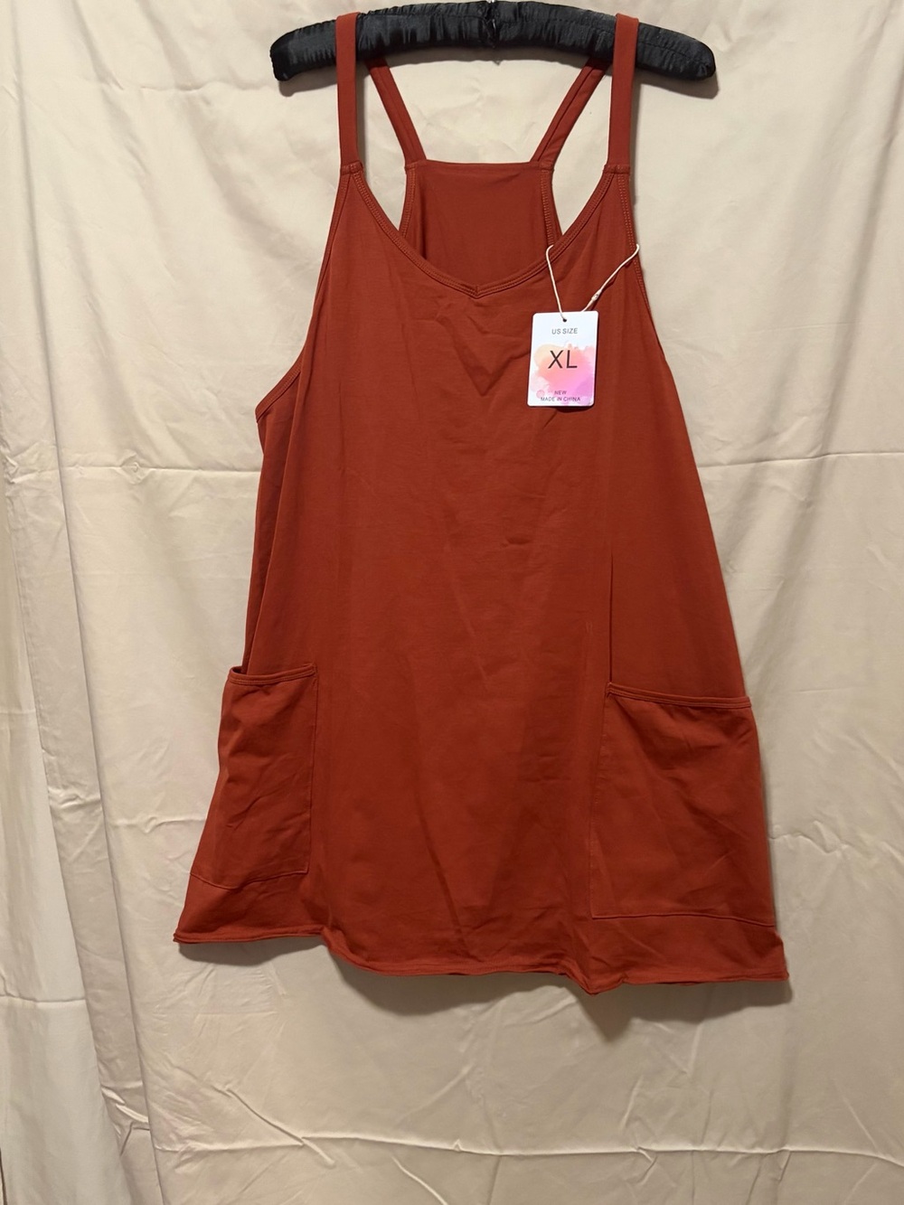 Sleeveless Rust Orange Pocket Jumpsuit Romper
